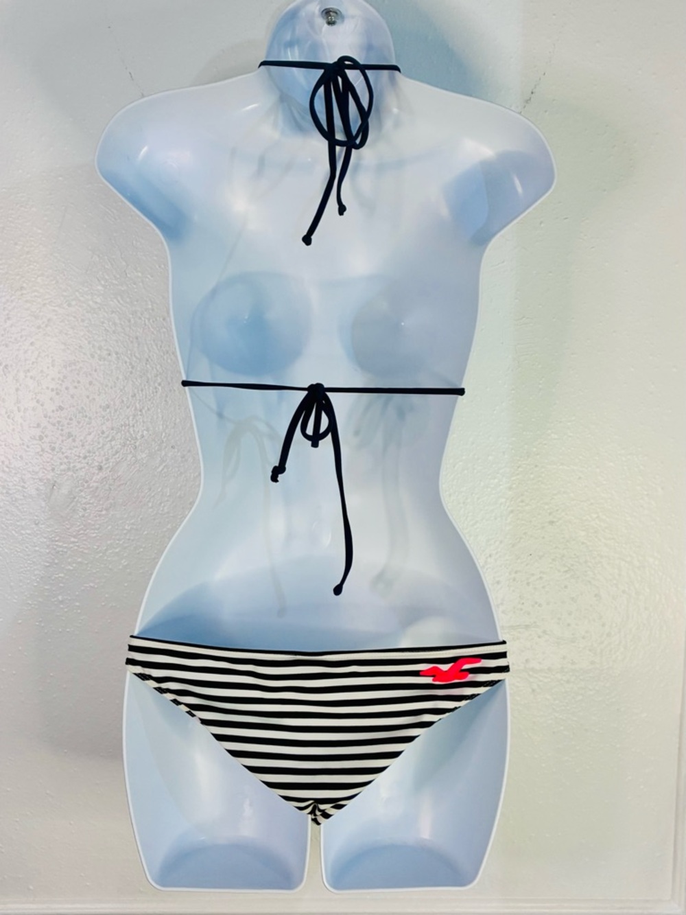 Hollister Navy Blue and White Striped Triangle Bikini Sz.S - Picture 3 of 6